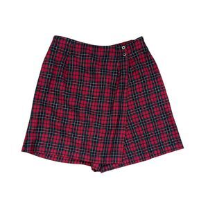 Susan Burrowes Red Green Tartan Buffalo Plaid Skort Skirt Vintage Vtg Size 12